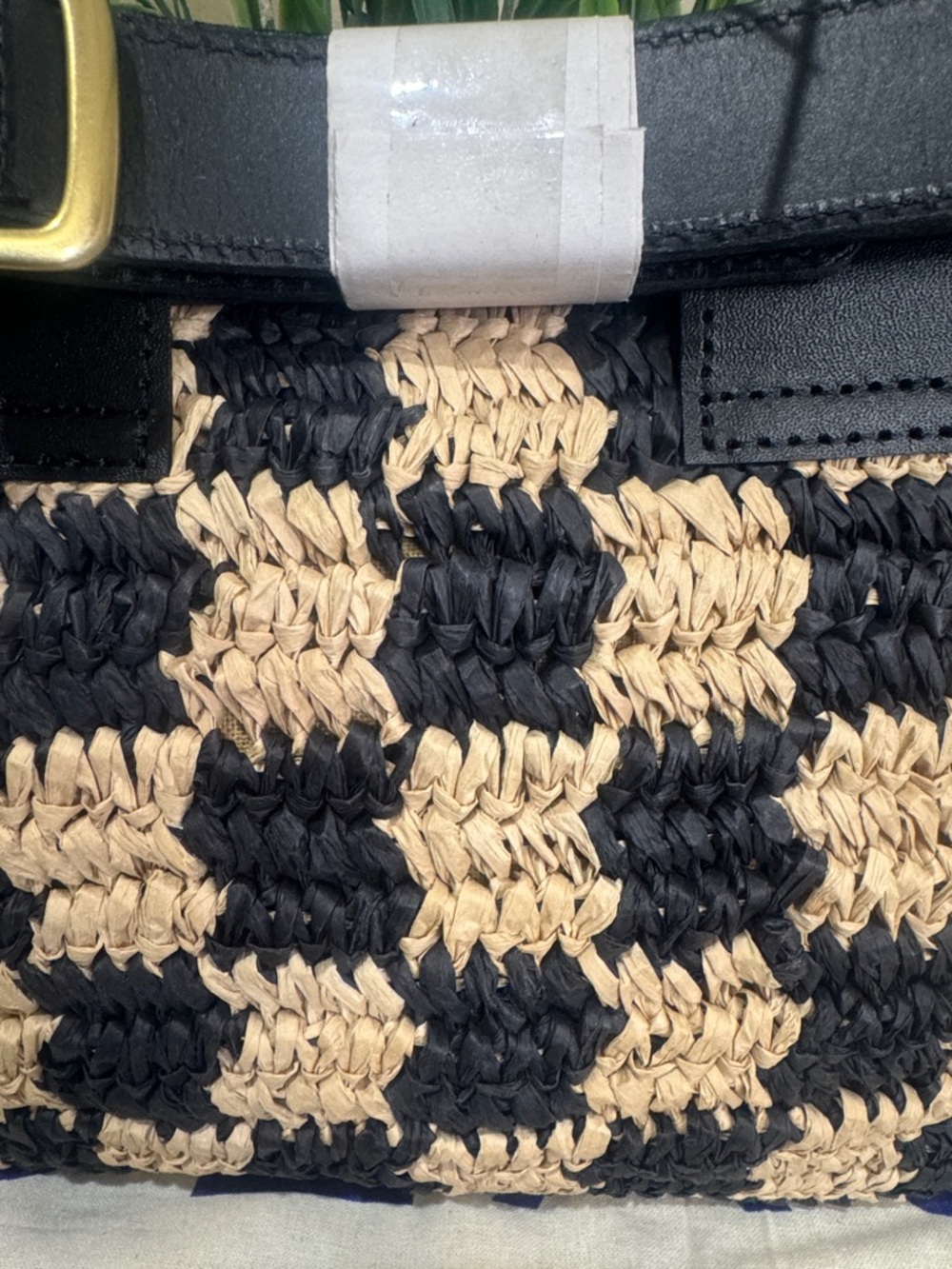 Clare V Checkerboard Woven Raffia Belt Bag - Picture 12 of 13